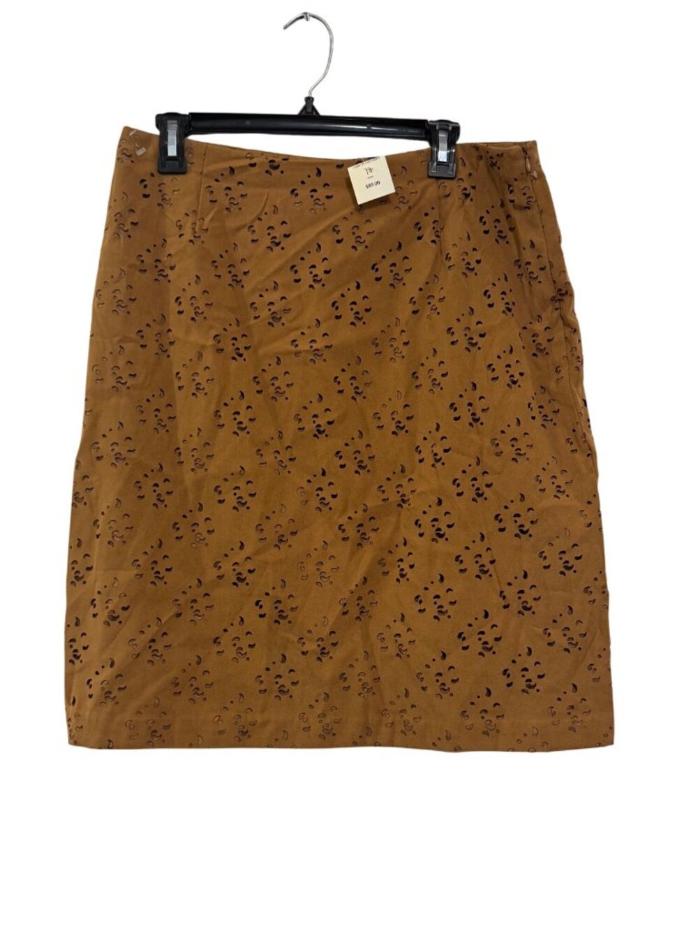 Coldwater Creek Laser Cut Faux Suede Skirt Brown Size 14 Polyester
